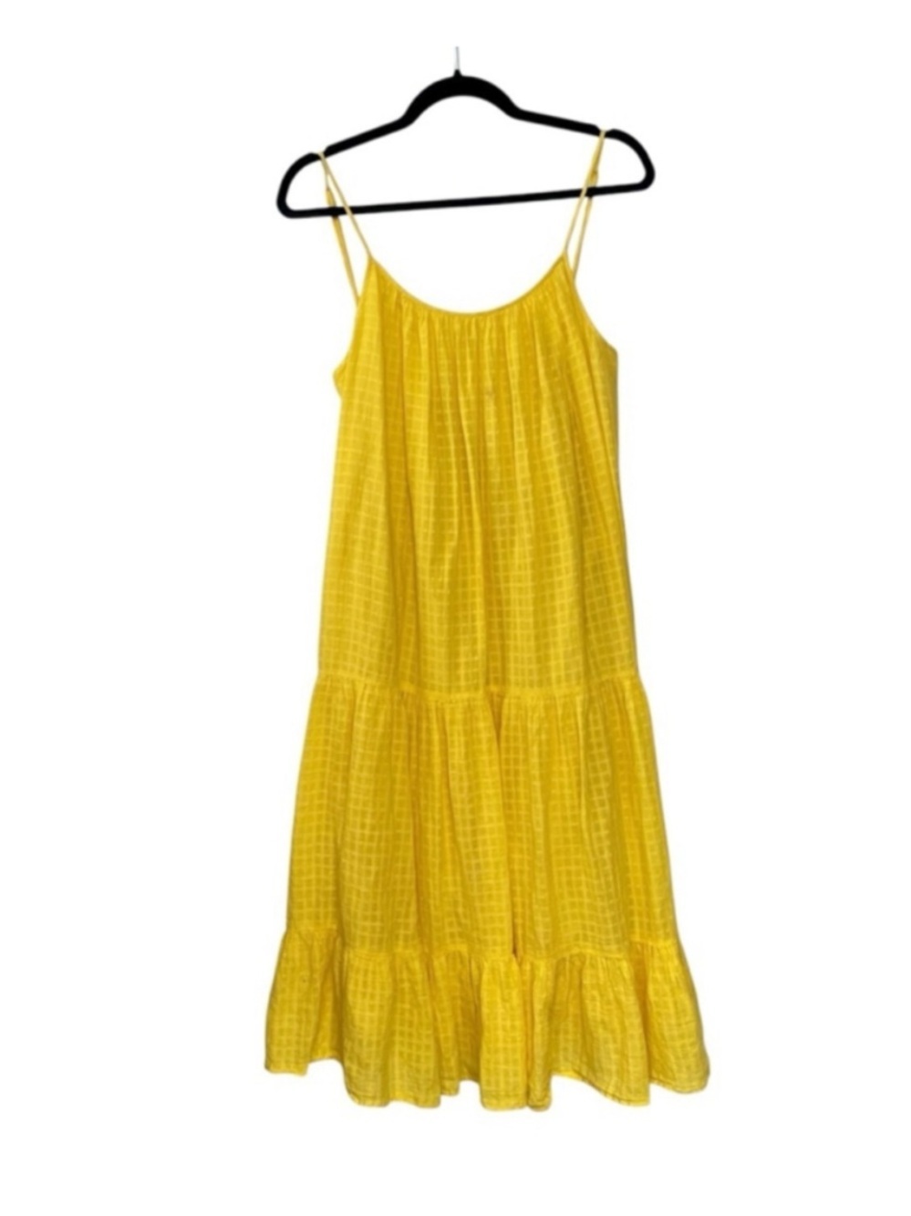 Banana Republic Yellow Cotton Sleeveless Tiered Midi Dress MP